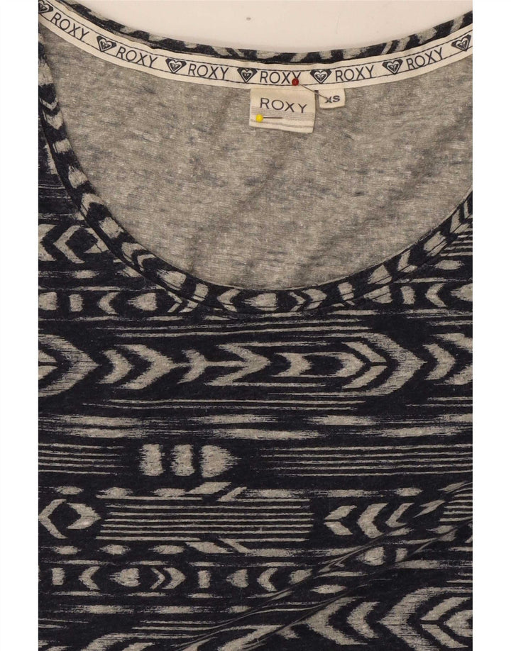 Roxy Womens Top Long Sleeve UK 6 XS Navy Blue Geometric Polyester