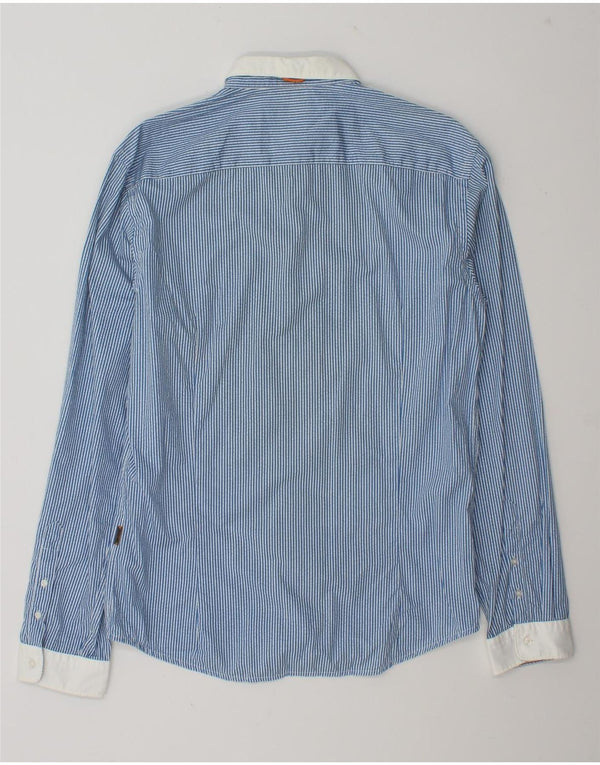 Hugo Boss Mens Slim Fit Shirt Large Blue Striped Cotton