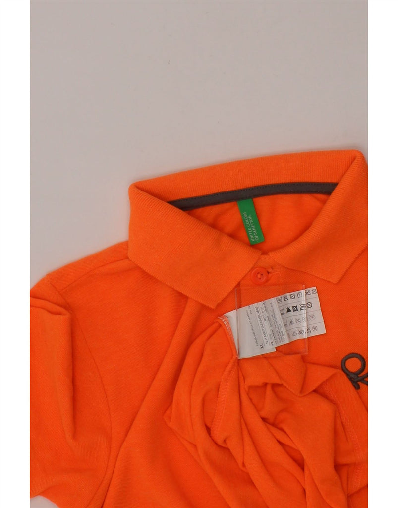 BENETTON Boys Polo Shirt 10-11 Years XL Orange Polyester Vintage Benetton and Second-Hand Benetton from Messina Hembry 