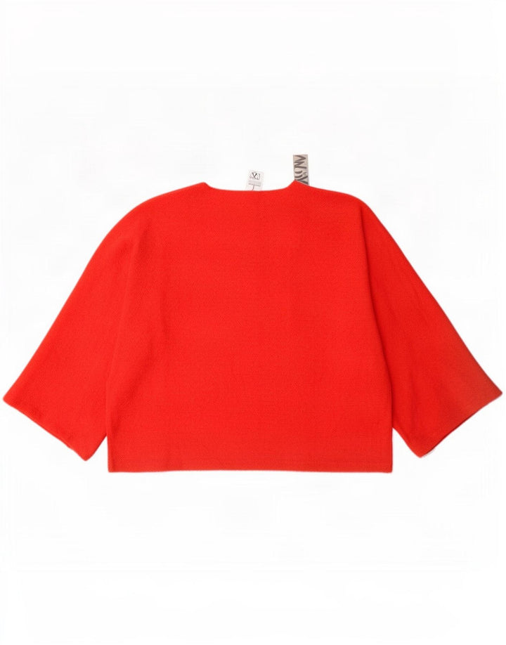 Zara Womens Oversized Top 3/4 Sleeve UK 6 XS Red Polyester