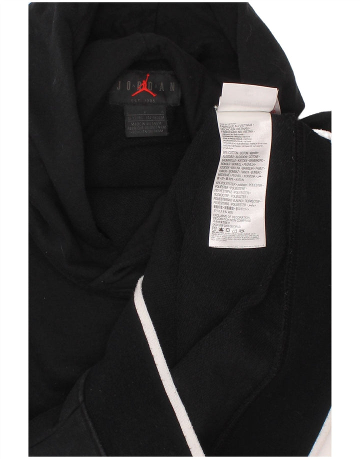 JORDAN Boys Graphic Hoodie Jumper 12-13 Years Large Black Cotton