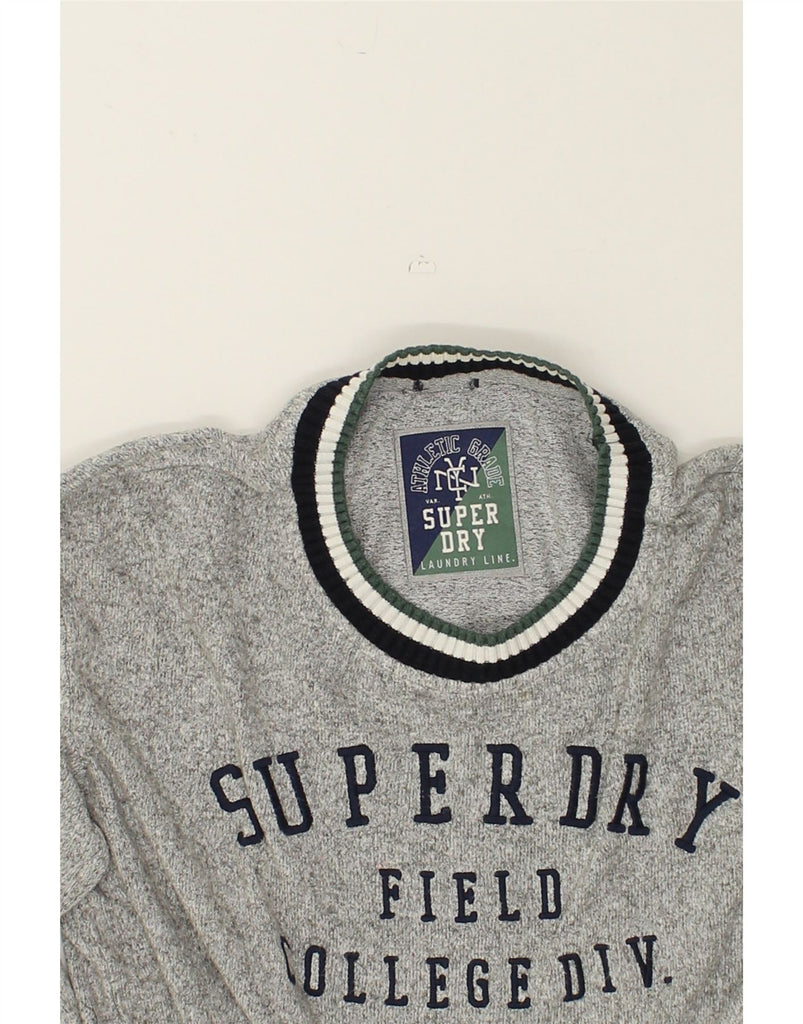 SUPERDRY Womens Graphic Crew Neck Jumper Sweater UK 16 Large Grey Flecked | Vintage Superdry | Thrift | Second-Hand Superdry | Used Clothing | Messina Hembry 