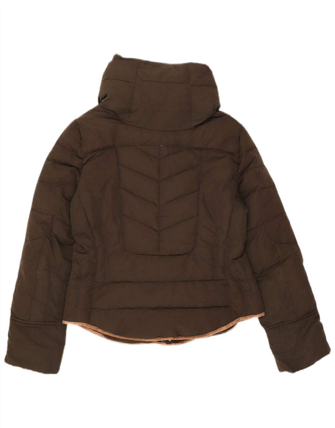 Zara Womens Hooded Padded Jacket UK 14 Medium Khaki