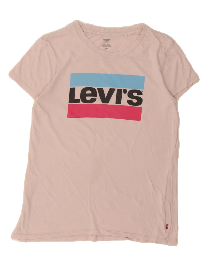 LEVI'S Womens Graphic T-Shirt Top UK 14 Medium Pink Vintage Levi's and Second-Hand Levi's from Messina Hembry 