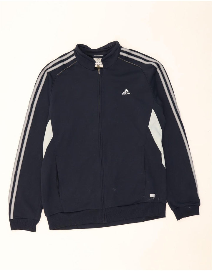 ADIDAS Mens Tracksuit Top Jacket Large Navy Blue Colourblock Polyester
