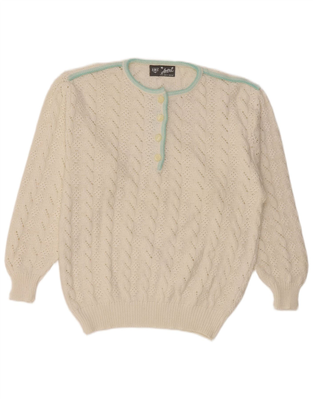 VINTAGE Womens Crew Neck Jumper Sweater IT 46 Large White Cotton