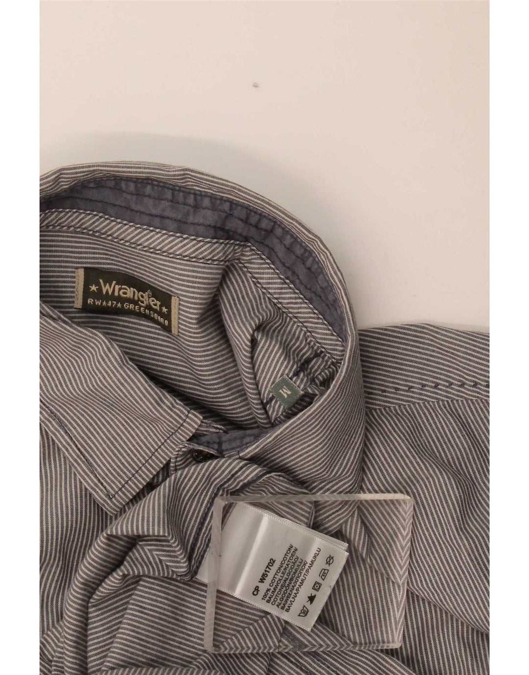 Wrangler Mens Shirt Medium Grey Pinstripe Cotton