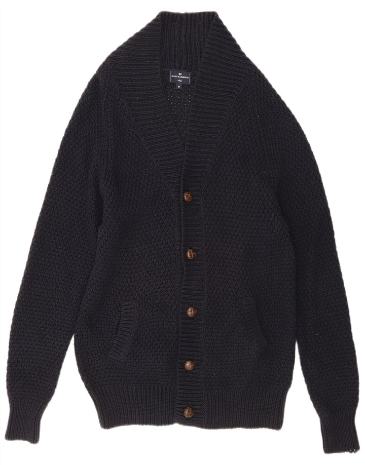 MARKS & SPENCER Mens Cardigan Sweater Medium Navy Blue Cotton