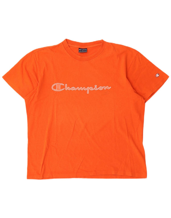 Champion Mens Graphic T-Shirt Top XL Orange Cotton