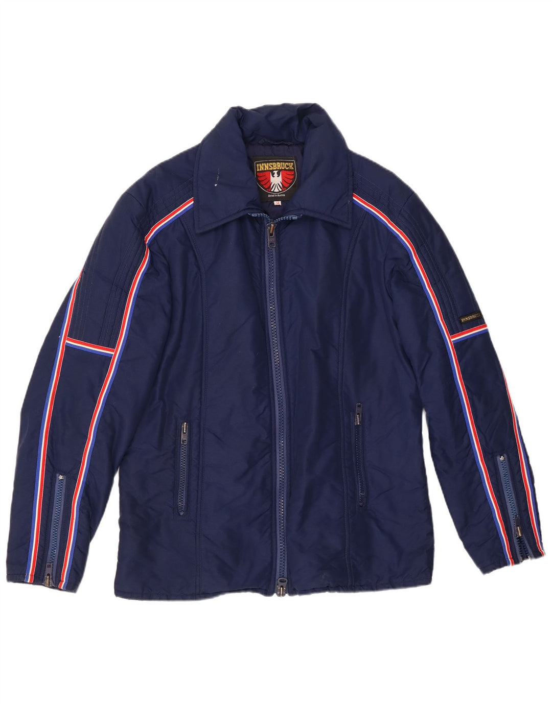 Innsbruck Mens Windbreaker Jacket EU 54 2XL Navy Blue Striped Polyamide