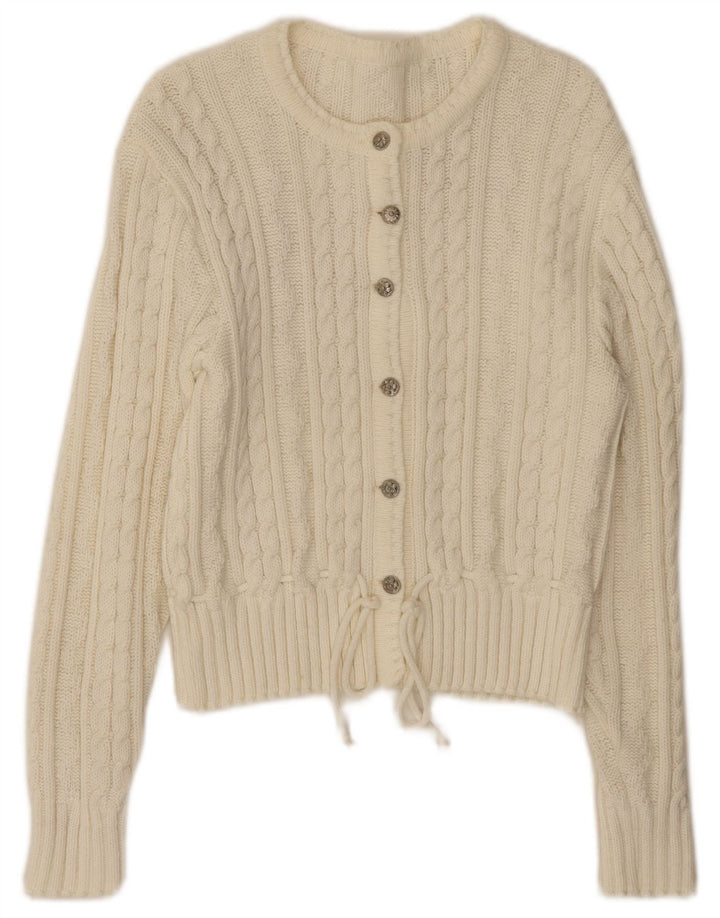 Vintage Womens Cardigan Sweater UK 10 Small White