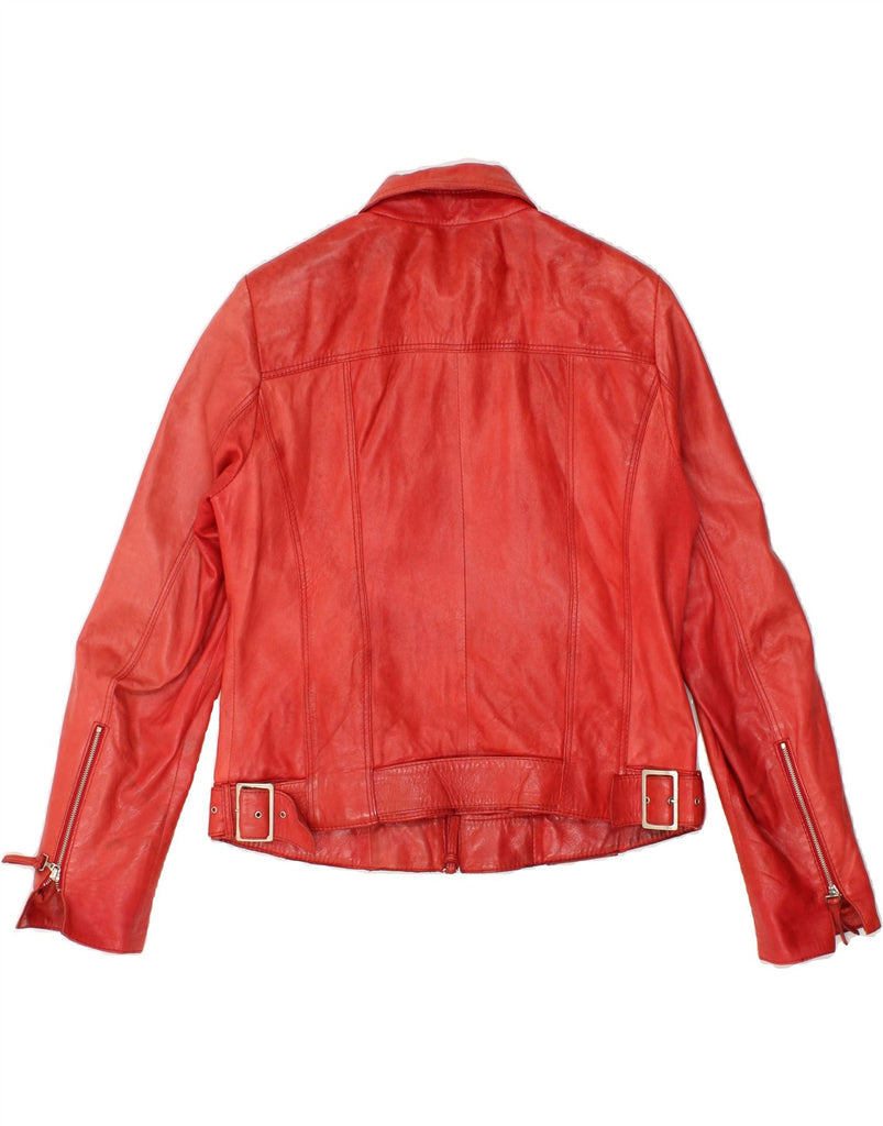 BIBA Womens Bomber Leather Jacket UK 12 Medium Red Leather Vintage Biba and Second-Hand Biba from Messina Hembry 