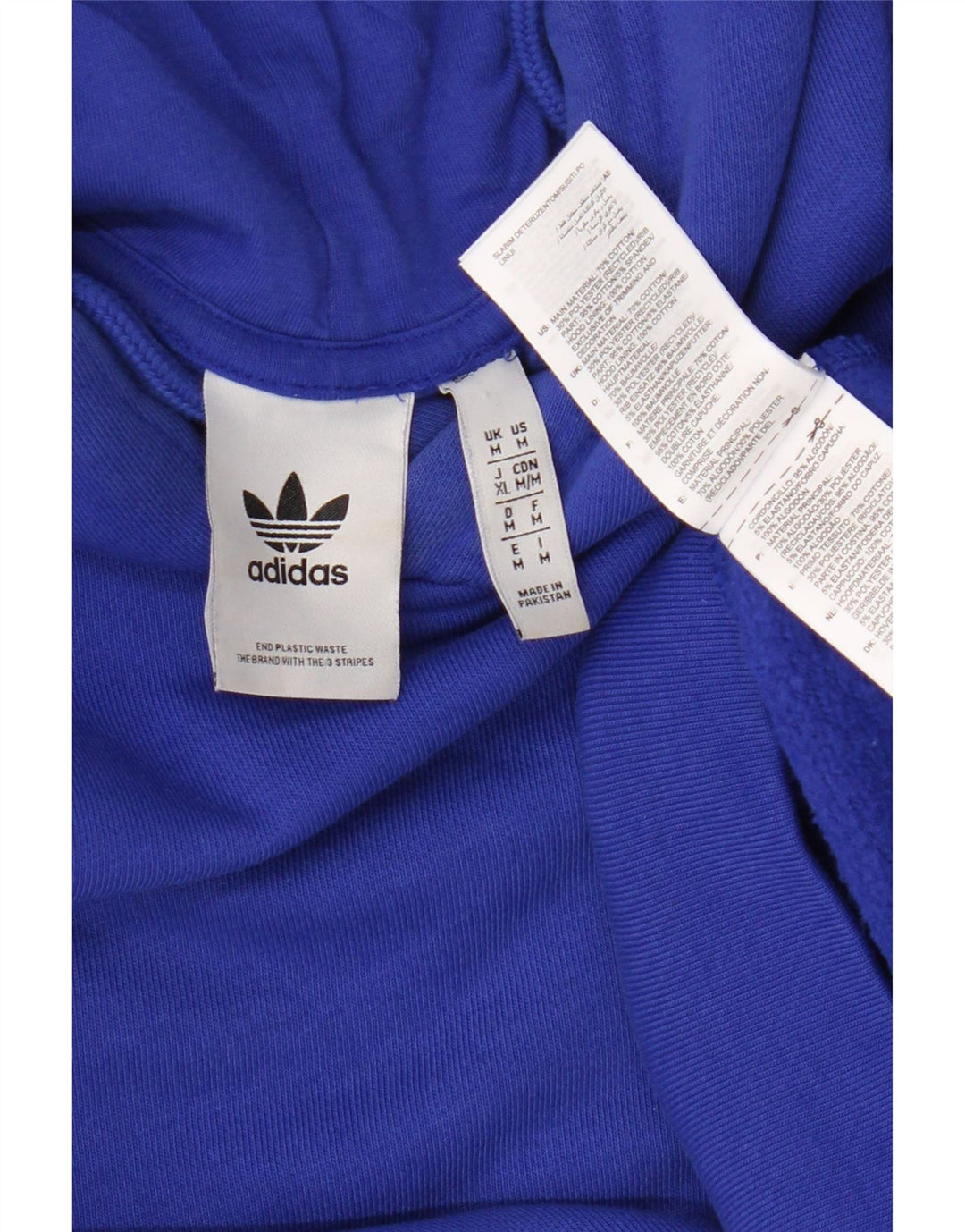 Adidas Mens Hoodie Jumper Medium Blue Cotton