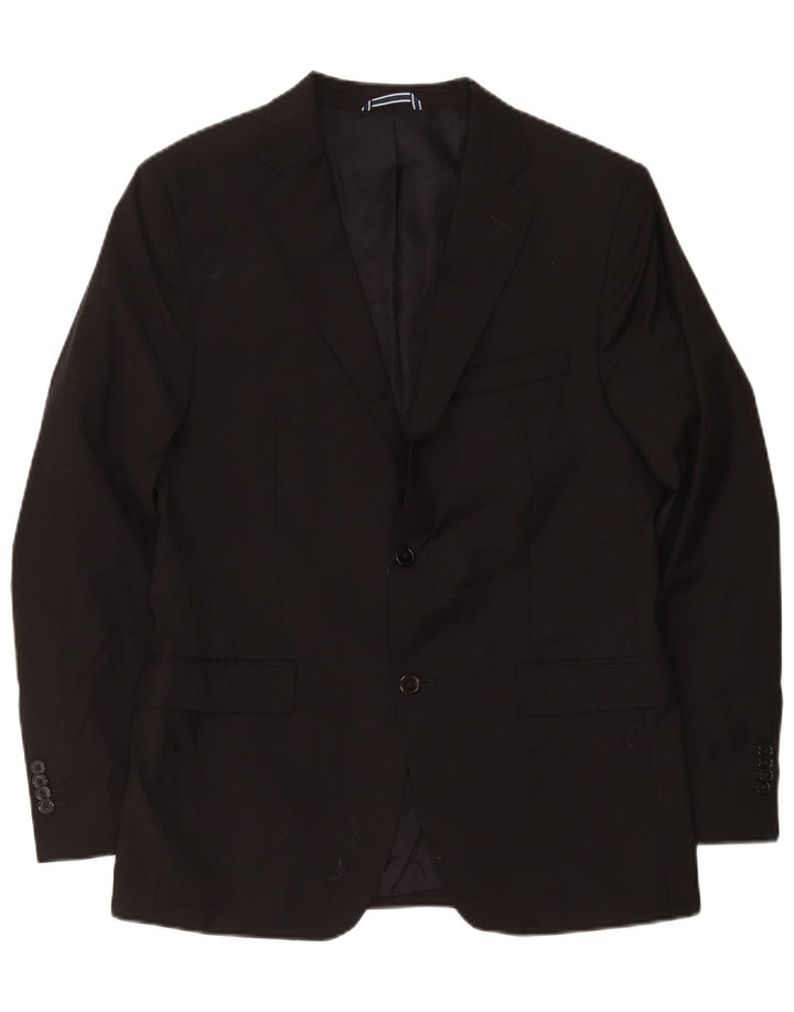 Massimo Dutti Mens 2 Button Blazer Jacket EU 54 XL Black Wool