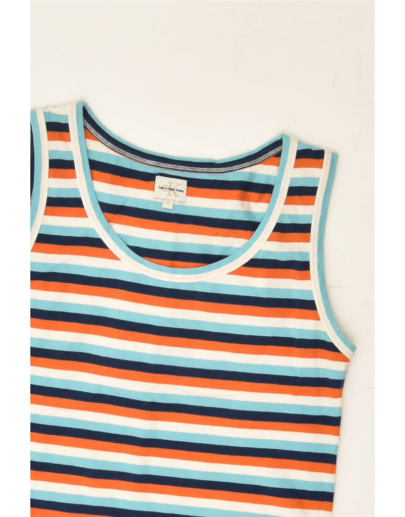 CALVIN KLEIN Womens Crop Vest Top UK 8 Small Multicoloured Striped | Vintage Calvin Klein | Thrift | Second-Hand Calvin Klein | Used Clothing | Messina Hembry 