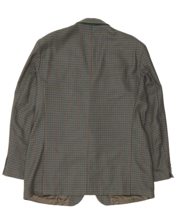Marks & Spencer Mens 2 Button Blazer Jacket UK 44 XL Green Houndstooth