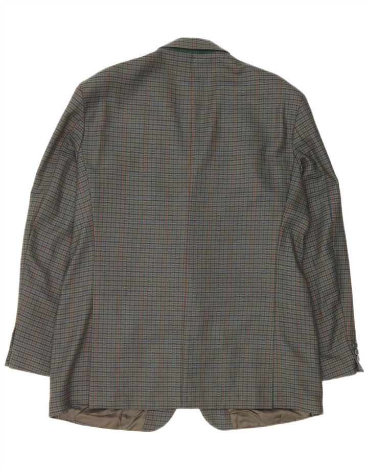 Marks & Spencer Mens 2 Button Blazer Jacket UK 44 XL Green Houndstooth