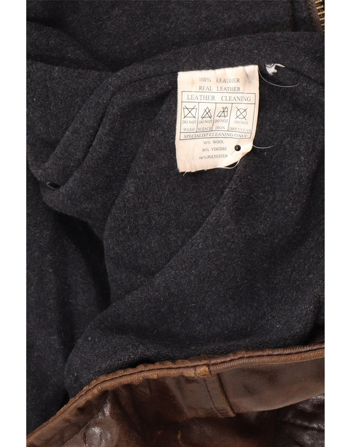 Vintage Mens Leather Jacket IT 54 2XL Brown Leather