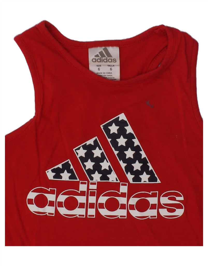 ADIDAS Girls Graphic Vest Top 5-6 Years Red Cotton | Vintage Adidas | Thrift | Second-Hand Adidas | Used Clothing | Messina Hembry 