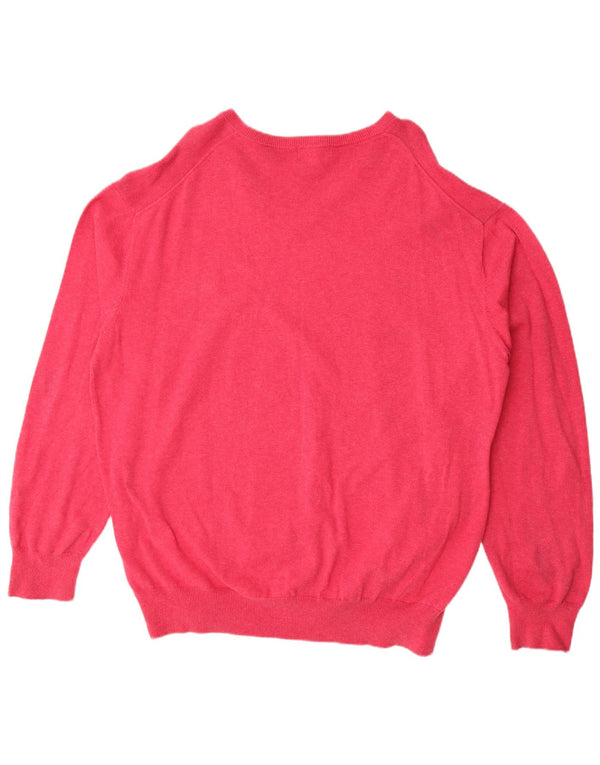 Gant Womens V-Neck Jumper Sweater UK 22 3XL Pink Cotton