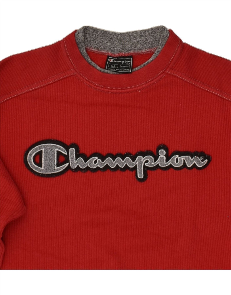 CHAMPION Boys Graphic Sweatshirt Jumper 9-10 Years Red Cotton | Vintage Champion | Thrift | Second-Hand Champion | Used Clothing | Messina Hembry 