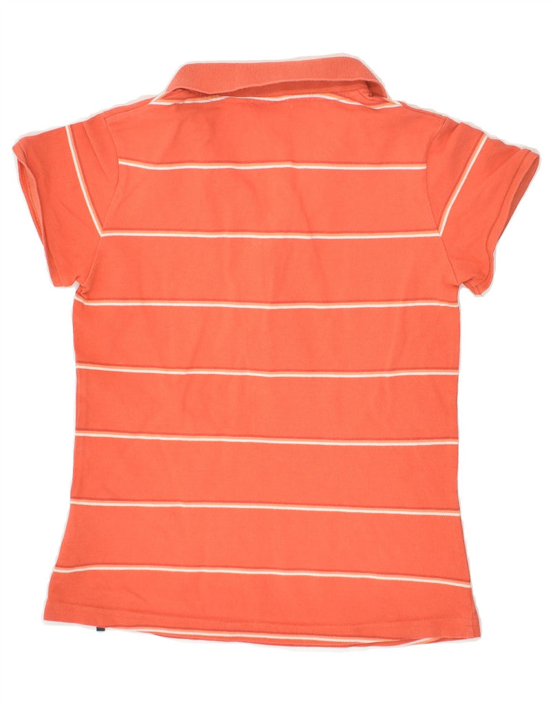 ADIDAS Womens Polo Shirt UK 10 Small Orange Striped Cotton | Vintage Adidas | Thrift | Second-Hand Adidas | Used Clothing | Messina Hembry 