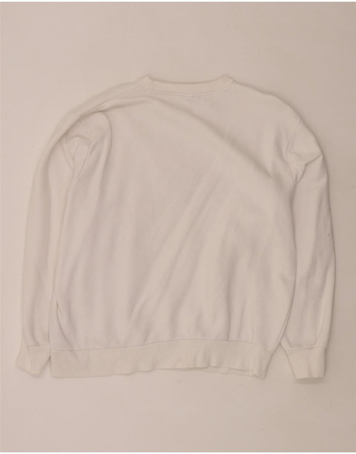 ELLESSE Womens Oversized Graphic Sweatshirt Jumper UK 8 Small White Cotton