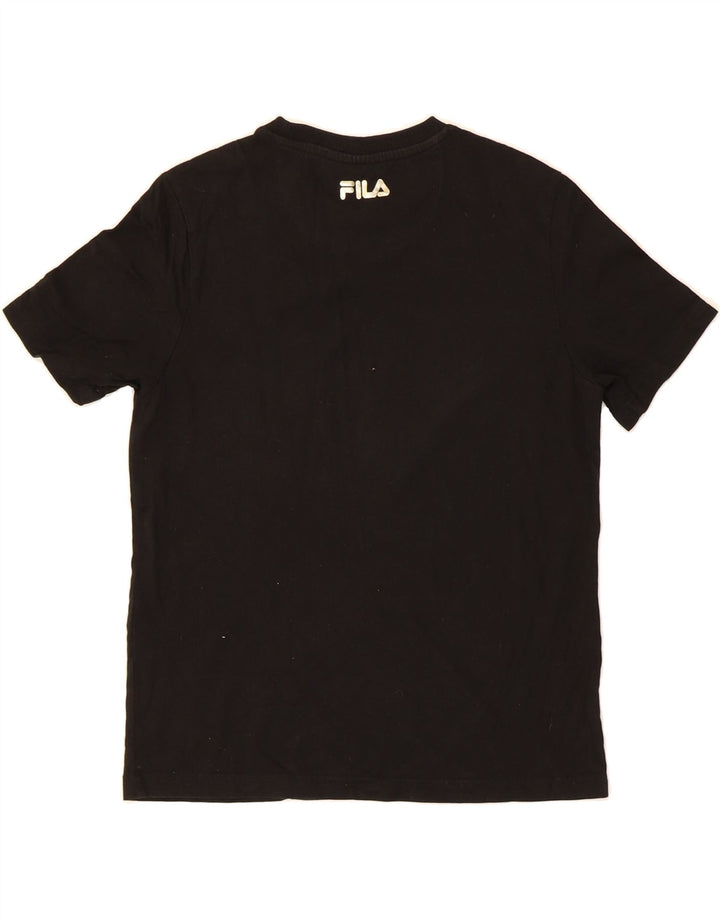 FILA Womens Graphic T-Shirt Top UK 12 Medium Black Cotton Vintage Fila and Second-Hand Fila from Messina Hembry 