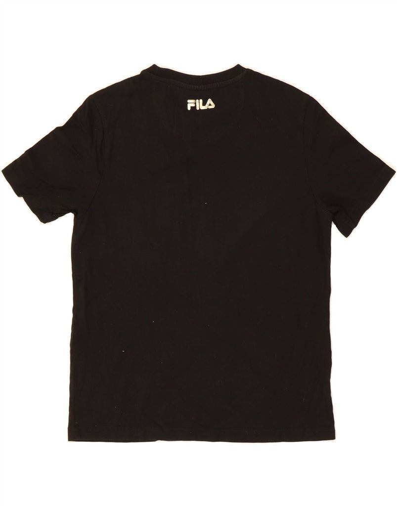 FILA Womens Graphic T-Shirt Top UK 12 Medium Black Cotton Vintage Fila and Second-Hand Fila from Messina Hembry 