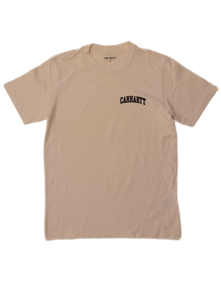 CARHARTT Mens Graphic T-Shirt Top Small Off White Cotton