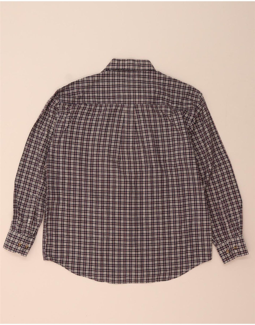 Marlboro Classics Mens Shirt Large Navy Blue Check Cotton