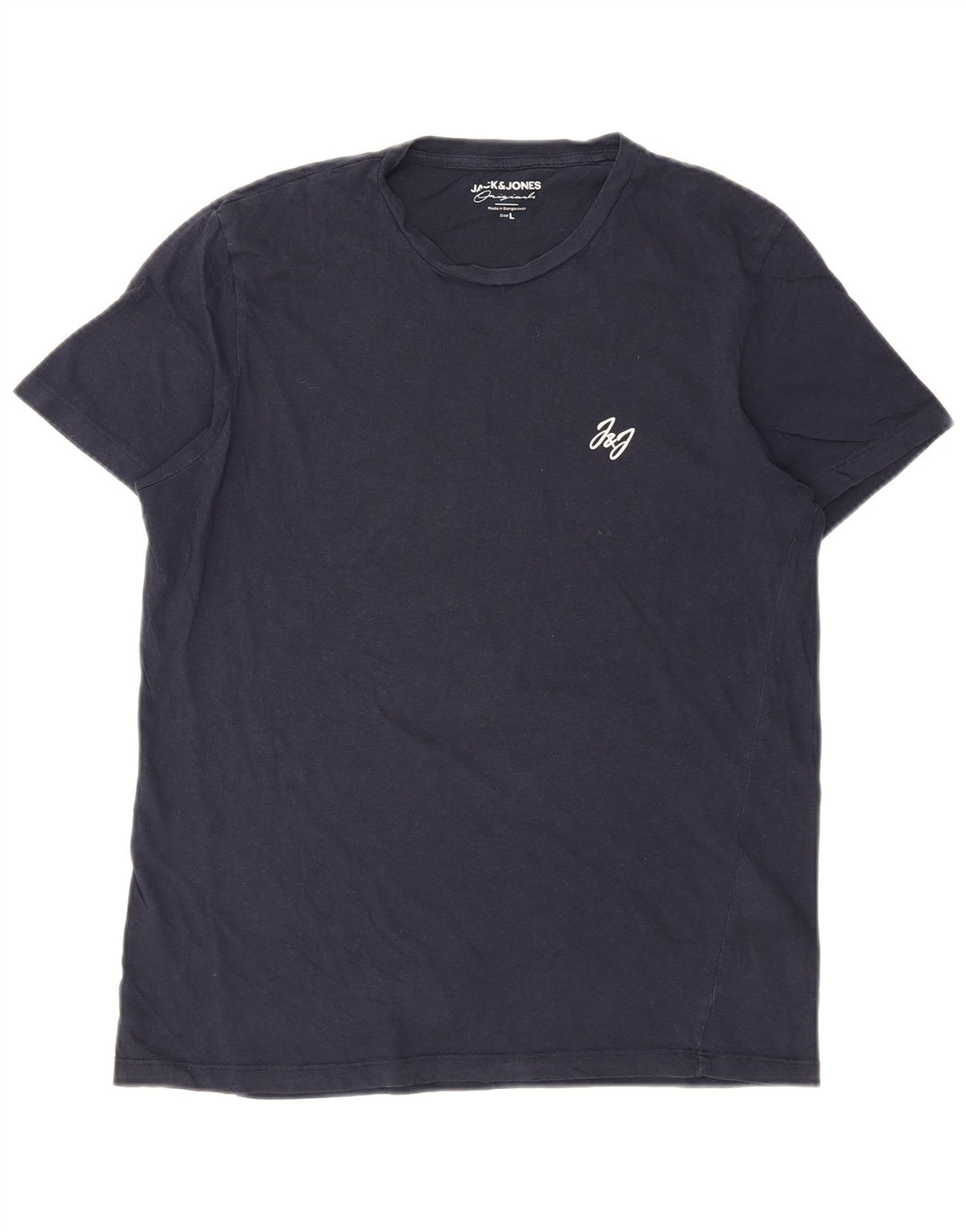 JACK & JONES Mens T-Shirt Top Large Navy Blue Cotton