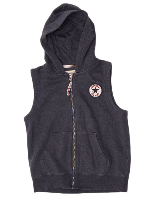 Converse Boys Sleeveless Zip Hoodie Sweater 10-11 Years Navy Blue Flecked
