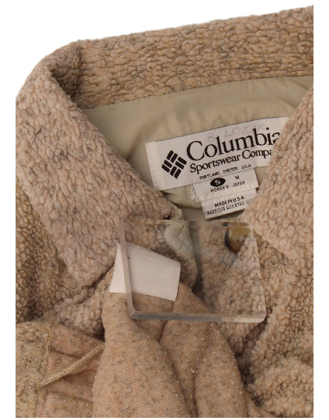 Columbia Womens Oversized Fleece Jacket UK 10 Small Beige Acrylic