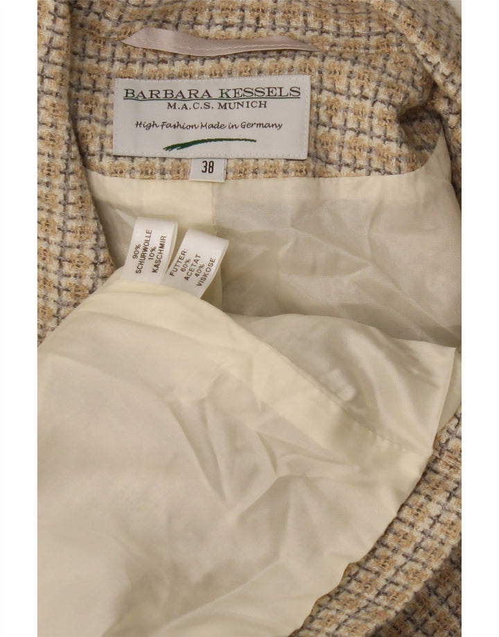 Barbara Kessels Womens 4 Button Blazer Jacket EU 38 Medium Beige Check Wool