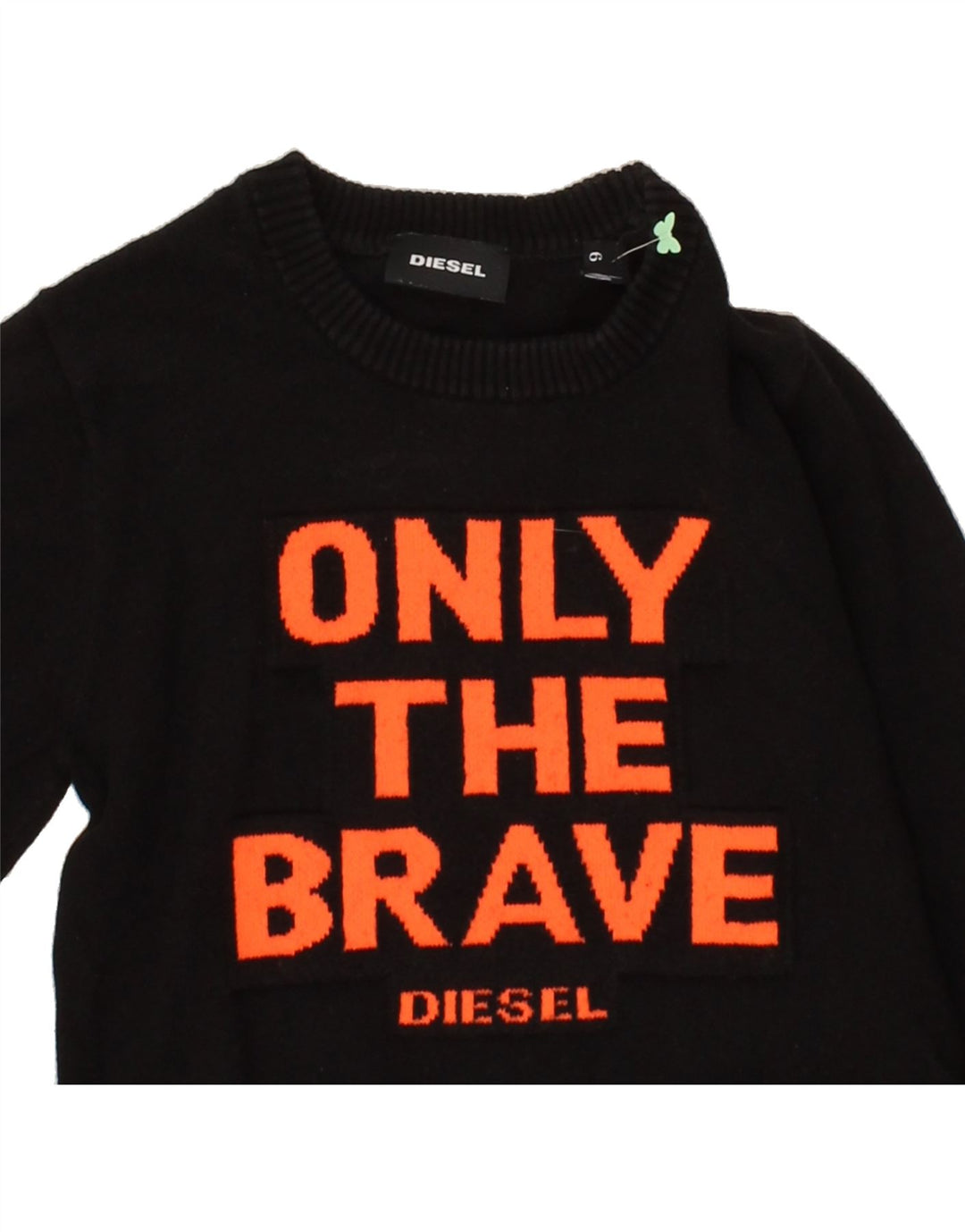 DIESEL Girls Graphic Crew Neck Jumper Sweater 5-6 Years Black Polyester Vintage Diesel and Second-Hand Diesel from Messina Hembry 