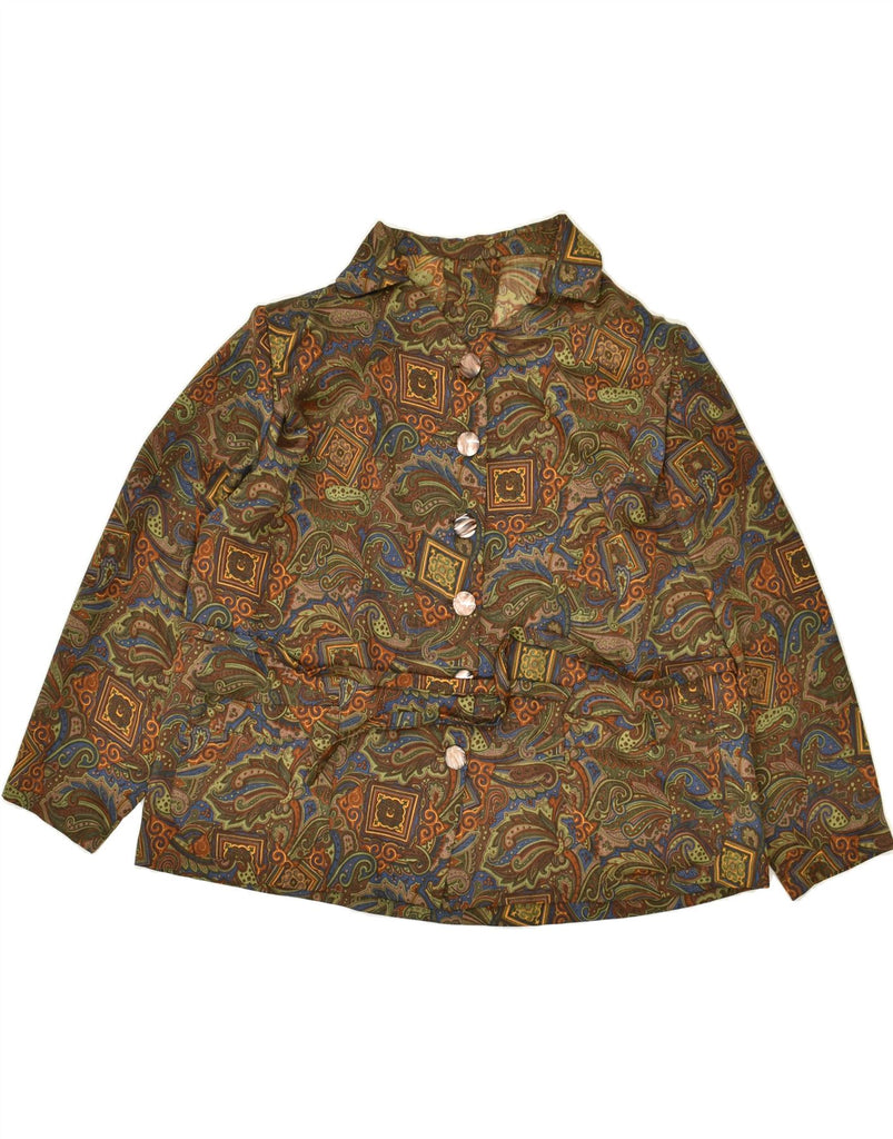 VINTAGE Womens 6 Button Blazer Jacket UK 18 XL Brown Paisley | Vintage Vintage | Thrift | Second-Hand Vintage | Used Clothing | Messina Hembry 