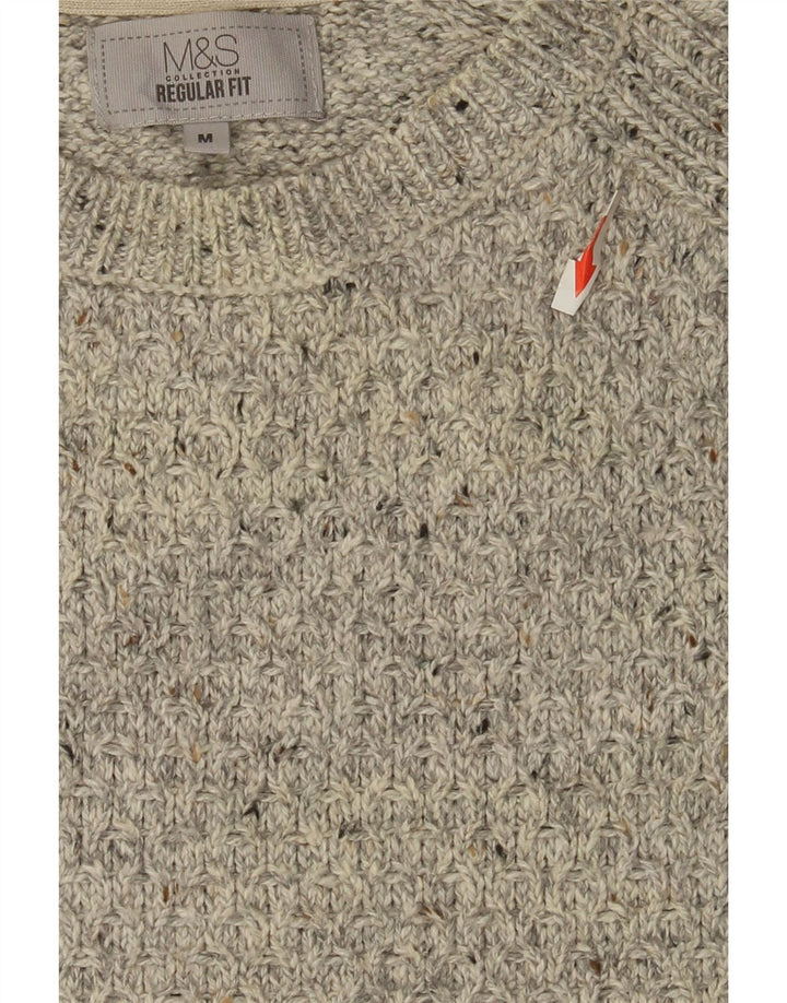 Marks & Spencer Mens Crew Neck Jumper Sweater Medium Grey Flecked