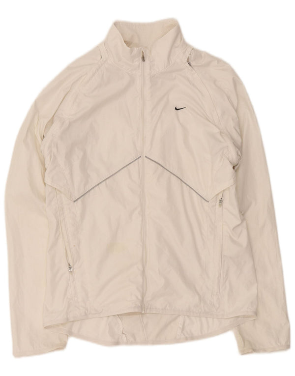 Nike Womens Tracksuit Top Jacket UK 10/12 Medium White Polyester