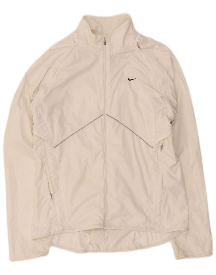 Nike Womens Tracksuit Top Jacket UK 10/12 Medium White Polyester