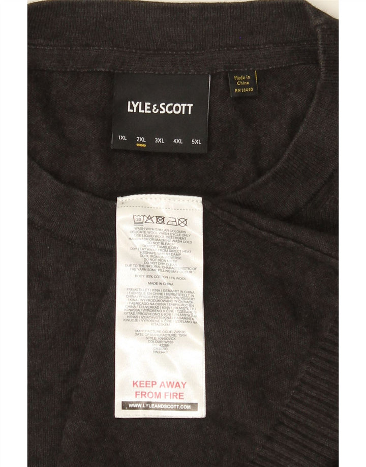 Lyle & Scott Mens Crew Neck Jumper Sweater 2XL Grey Cotton