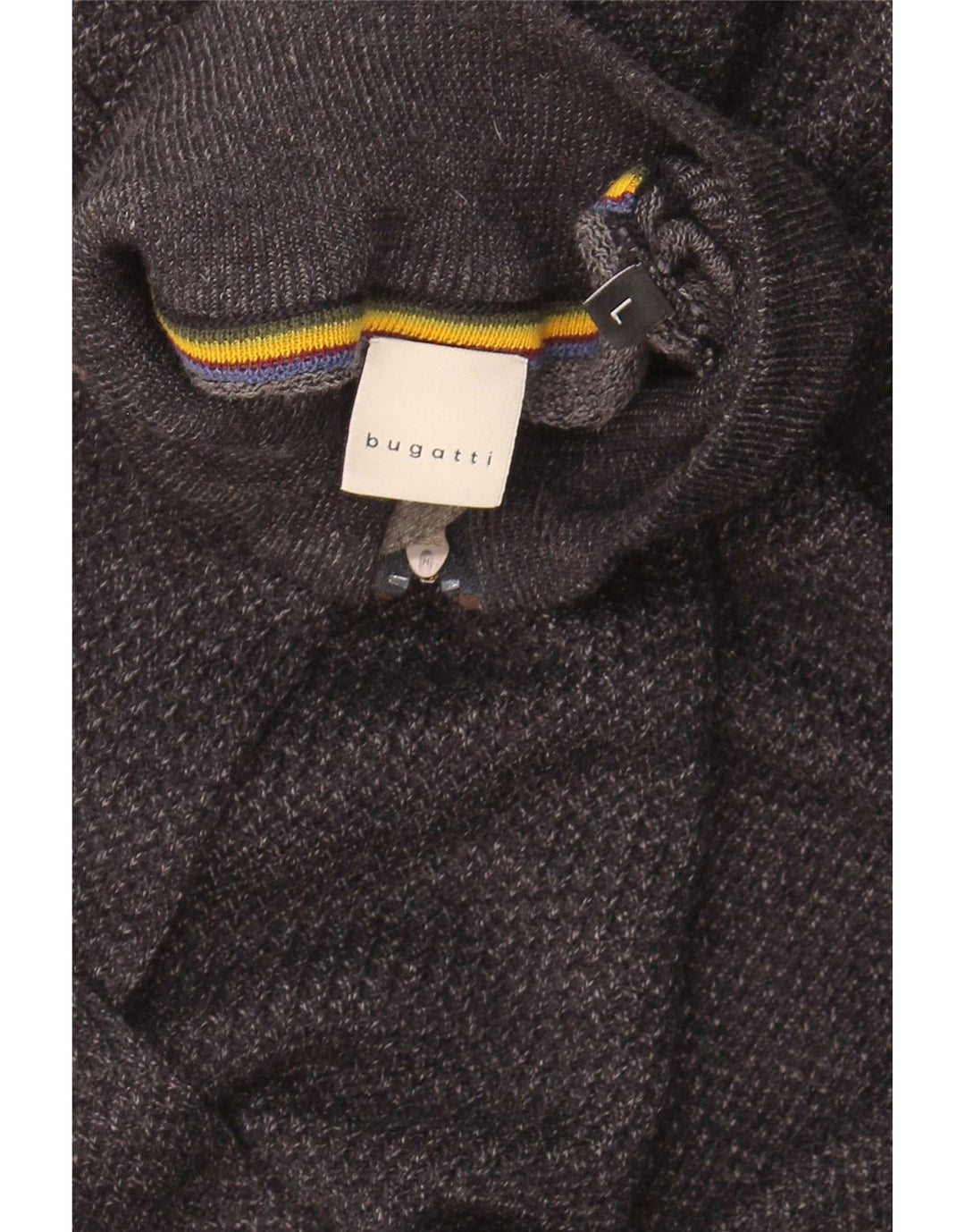 Bugatti Mens Zip Neck Jumper Sweater Large Grey