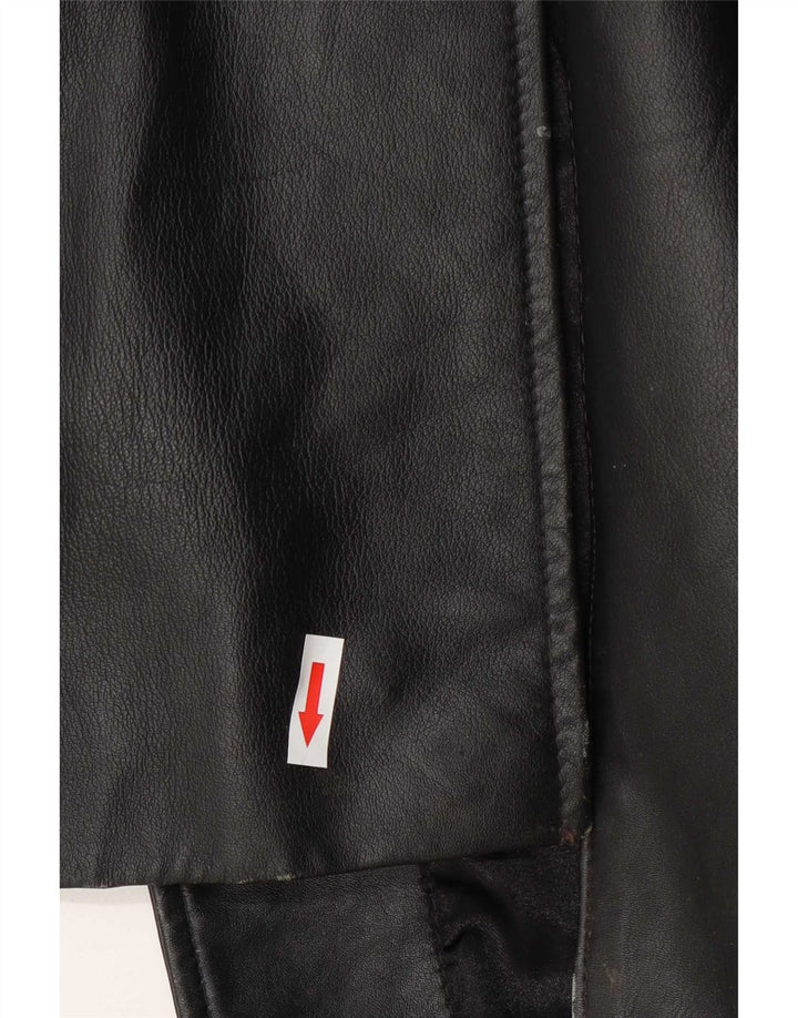 Calculus Womens Long Loose Fit Leather Coat UK 4 XS Black