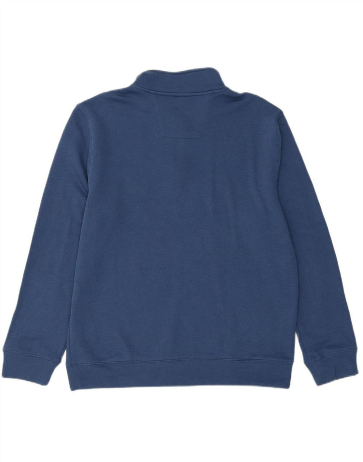 NAUTICA Mens Zip Neck Sweatshirt Jumper Large Navy Blue Cotton