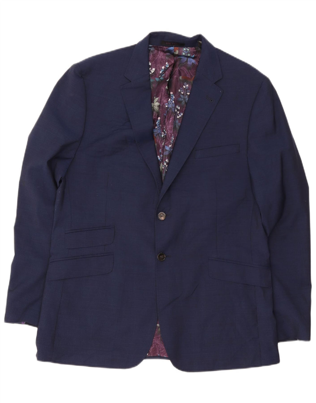 Ted Baker Mens 2 Button Blazer Jacket UK 44 2XL Navy Blue Wool