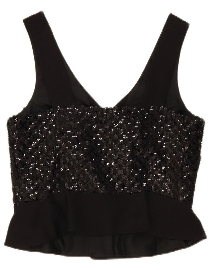 Lucie Linden Womens Sleeveless Crop Top IT 42 Medium Black Polyester