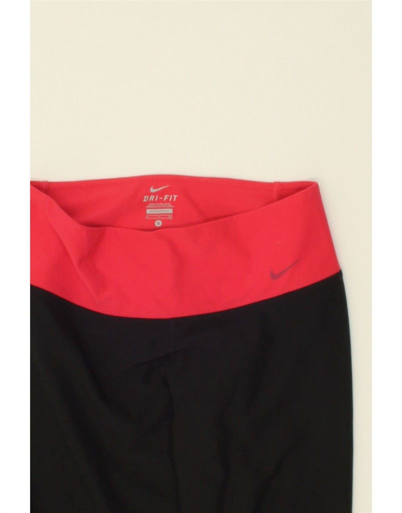 NIKE Womens Dri Fit Tracksuit Trousers UK 10 Small Black Colourblock | Vintage Nike | Thrift | Second-Hand Nike | Used Clothing | Messina Hembry 