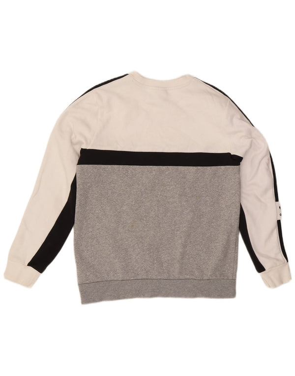 Adidas Boys Graphic Sweatshirt Jumper 13-14 Years White Colourblock Cotton