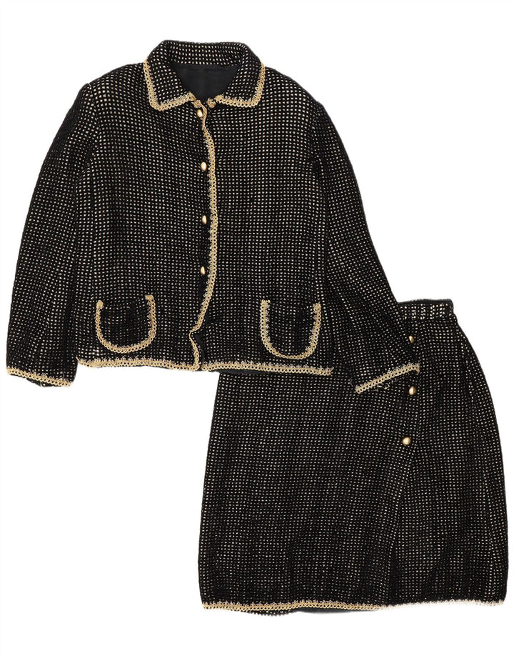 Vintage Womens 2 Piece Skirt Set UK 14 Medium W30 Black Geometric