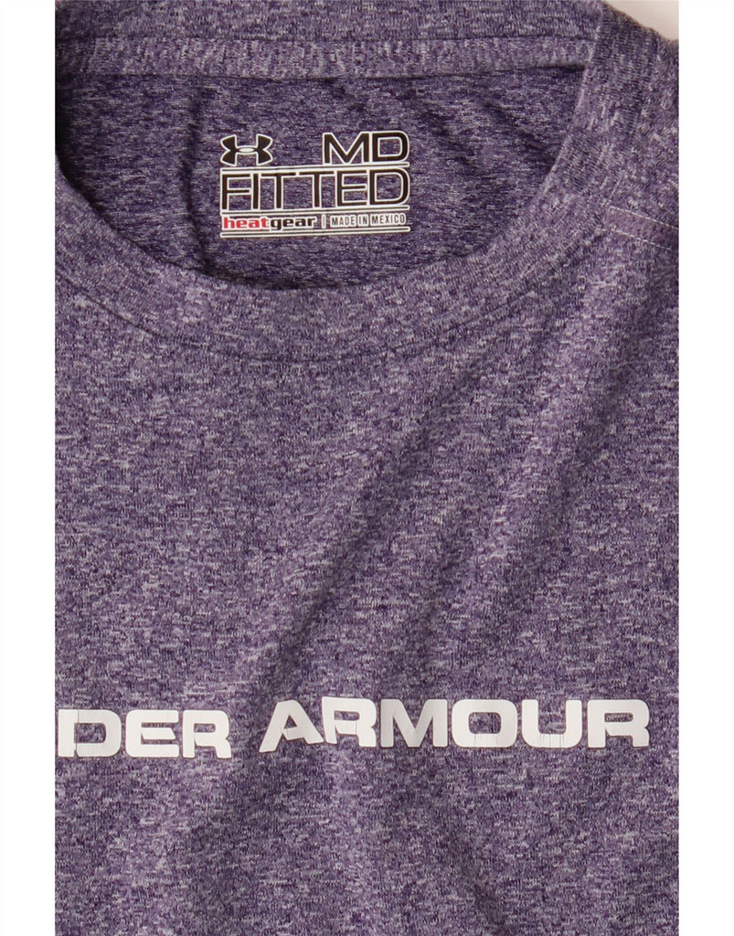 UNDER ARMOUR Womens Heat Gear Graphic T-Shirt Top UK 12 Medium Purple Vintage Under Armour and Second-Hand Under Armour from Messina Hembry 
